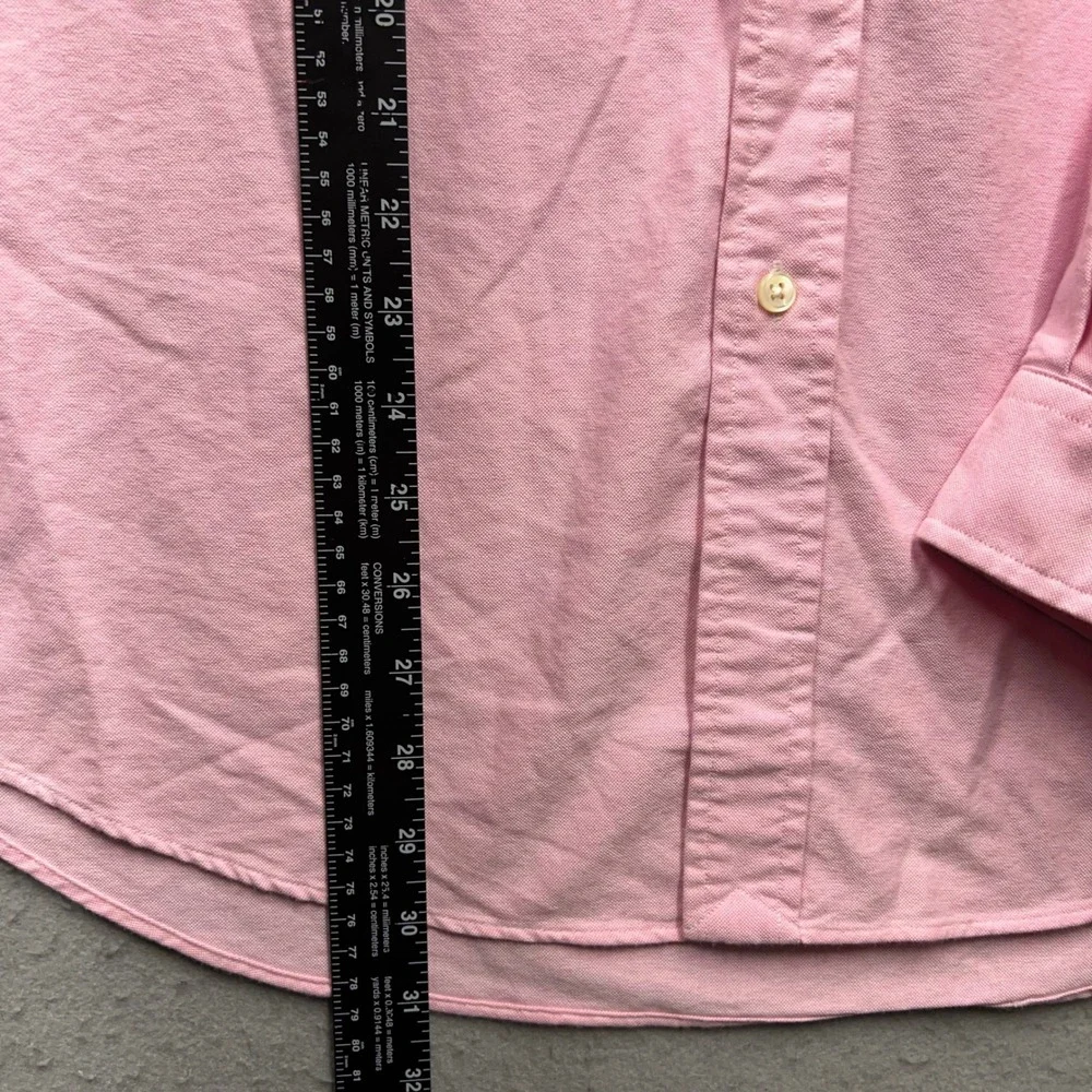 Ralph Lauren Mens Custom Fit Oxford Button Down Shirt Pink Long Sleeve Large
